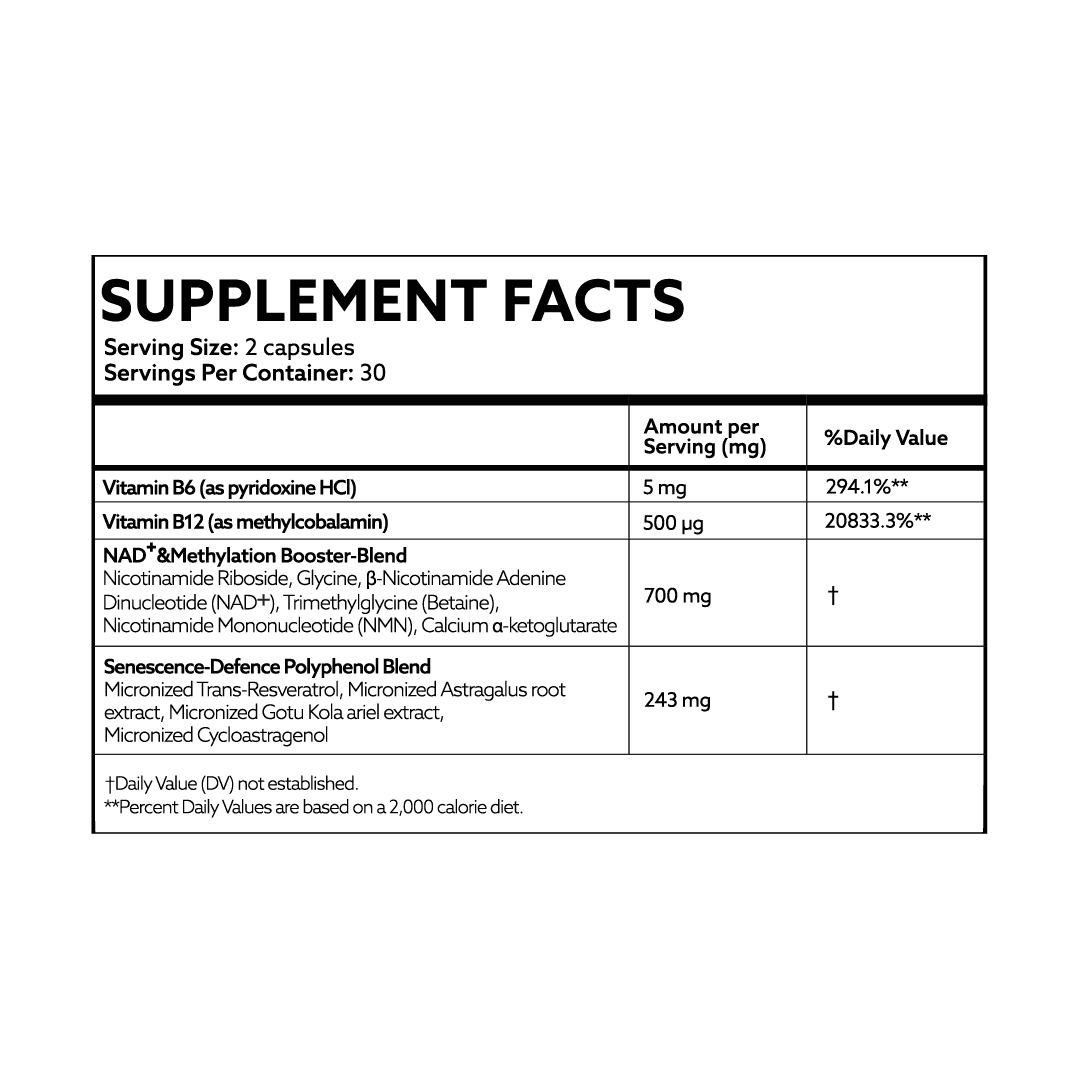 Age-Rev TeloNAD⁺™ supplement facts